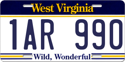 WV license plate 1AR990