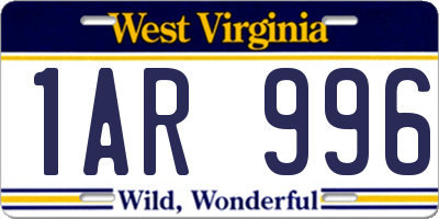 WV license plate 1AR996