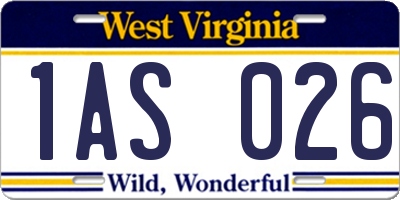 WV license plate 1AS026