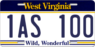 WV license plate 1AS100