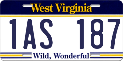 WV license plate 1AS187