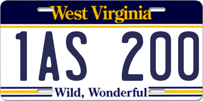 WV license plate 1AS200