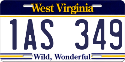 WV license plate 1AS349