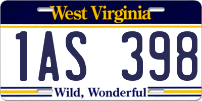 WV license plate 1AS398