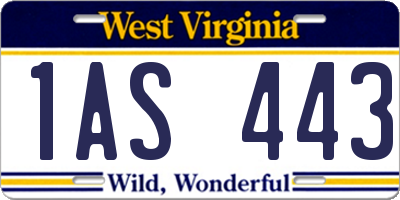 WV license plate 1AS443
