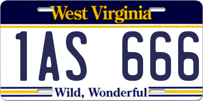 WV license plate 1AS666
