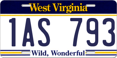 WV license plate 1AS793