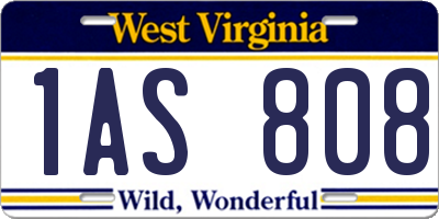 WV license plate 1AS808
