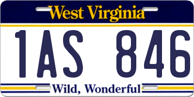 WV license plate 1AS846