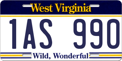 WV license plate 1AS990