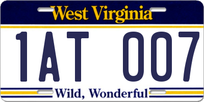 WV license plate 1AT007