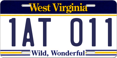WV license plate 1AT011