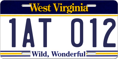 WV license plate 1AT012