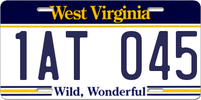 WV license plate 1AT045