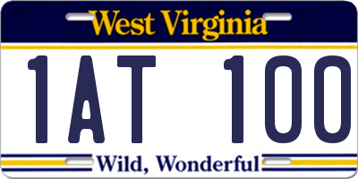 WV license plate 1AT100