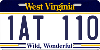 WV license plate 1AT110