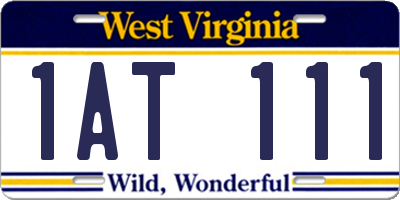 WV license plate 1AT111