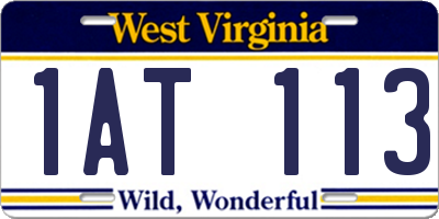 WV license plate 1AT113