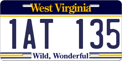 WV license plate 1AT135