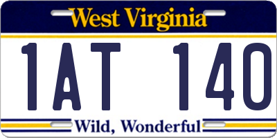 WV license plate 1AT140