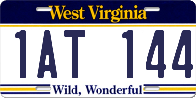 WV license plate 1AT144