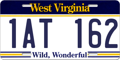 WV license plate 1AT162