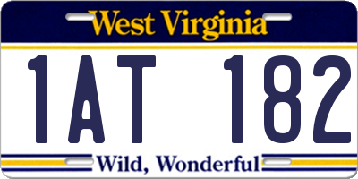 WV license plate 1AT182