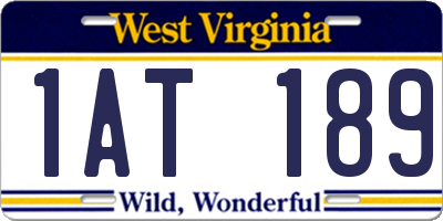 WV license plate 1AT189