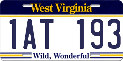 WV license plate 1AT193