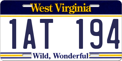 WV license plate 1AT194