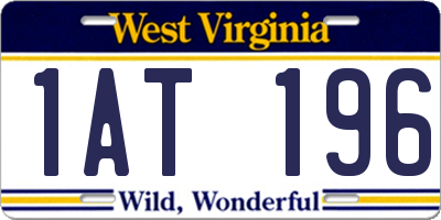 WV license plate 1AT196