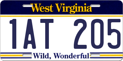 WV license plate 1AT205