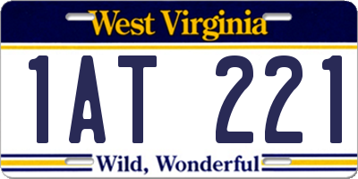 WV license plate 1AT221