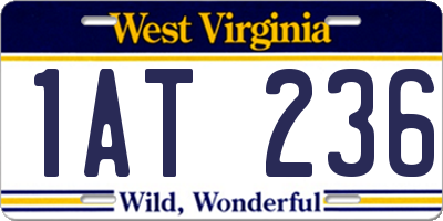 WV license plate 1AT236