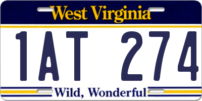 WV license plate 1AT274