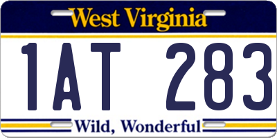 WV license plate 1AT283
