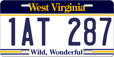 WV license plate 1AT287