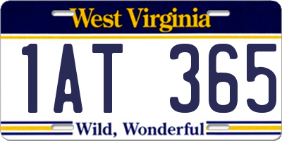 WV license plate 1AT365