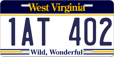 WV license plate 1AT402