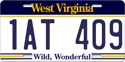 WV license plate 1AT409