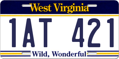 WV license plate 1AT421