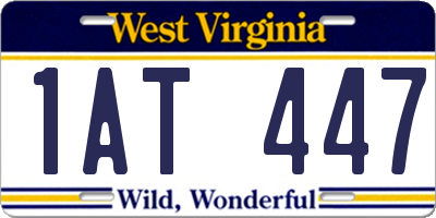 WV license plate 1AT447