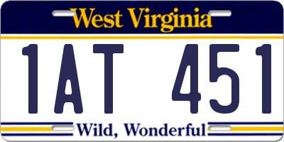 WV license plate 1AT451