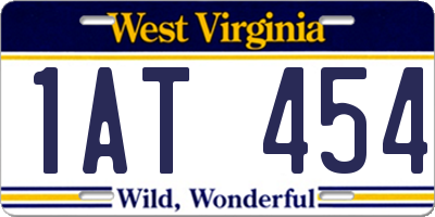WV license plate 1AT454
