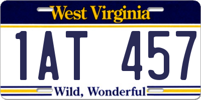 WV license plate 1AT457