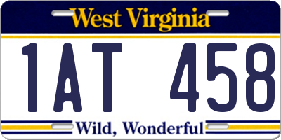 WV license plate 1AT458