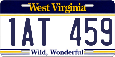 WV license plate 1AT459