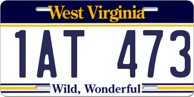 WV license plate 1AT473