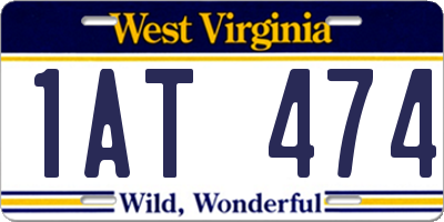 WV license plate 1AT474