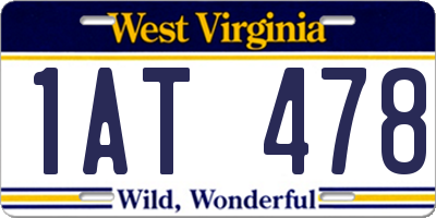 WV license plate 1AT478